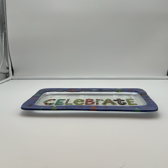 Silvestri Celebrate Platter Serving Dish by Lori Seibert Fused Glass - Picture 4 of 16